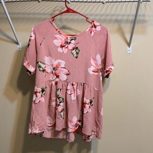 Pink floral peplum